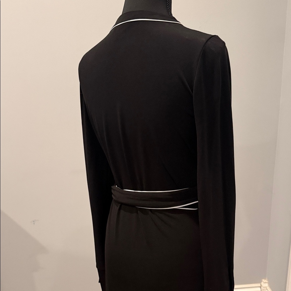Ann Taylor Factory Black Long Sleeve Dress with White Trim - Picture 3 of 6